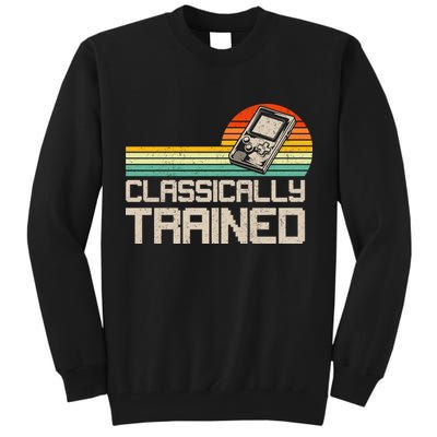 90' Retro Sunset Classically Trained Gaming Design, Game Lover Gift For Men Boys Tall Sweatshirt