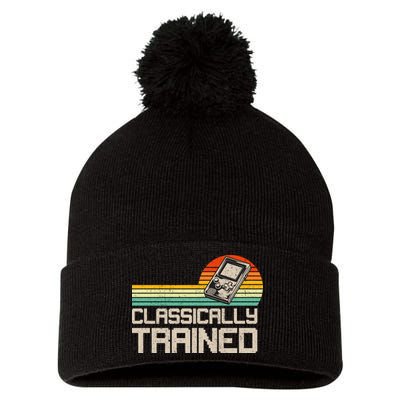 90' Retro Sunset Classically Trained Gaming Design, Game Lover Gift For Men Boys Pom Pom 12in Knit Beanie