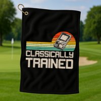 90' Retro Sunset Classically Trained Gaming Design, Game Lover Gift For Men Boys Golf Towel