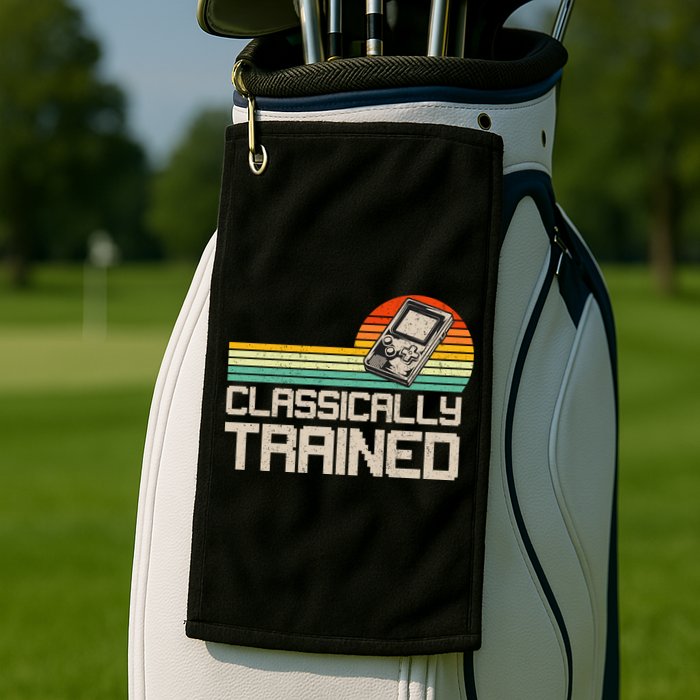 90' Retro Sunset Classically Trained Gaming Design, Game Lover Gift For Men Boys Golf Towel