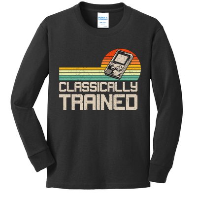 90' Retro Sunset Classically Trained Gaming Design, Game Lover Gift For Men Boys Kids Long Sleeve Shirt