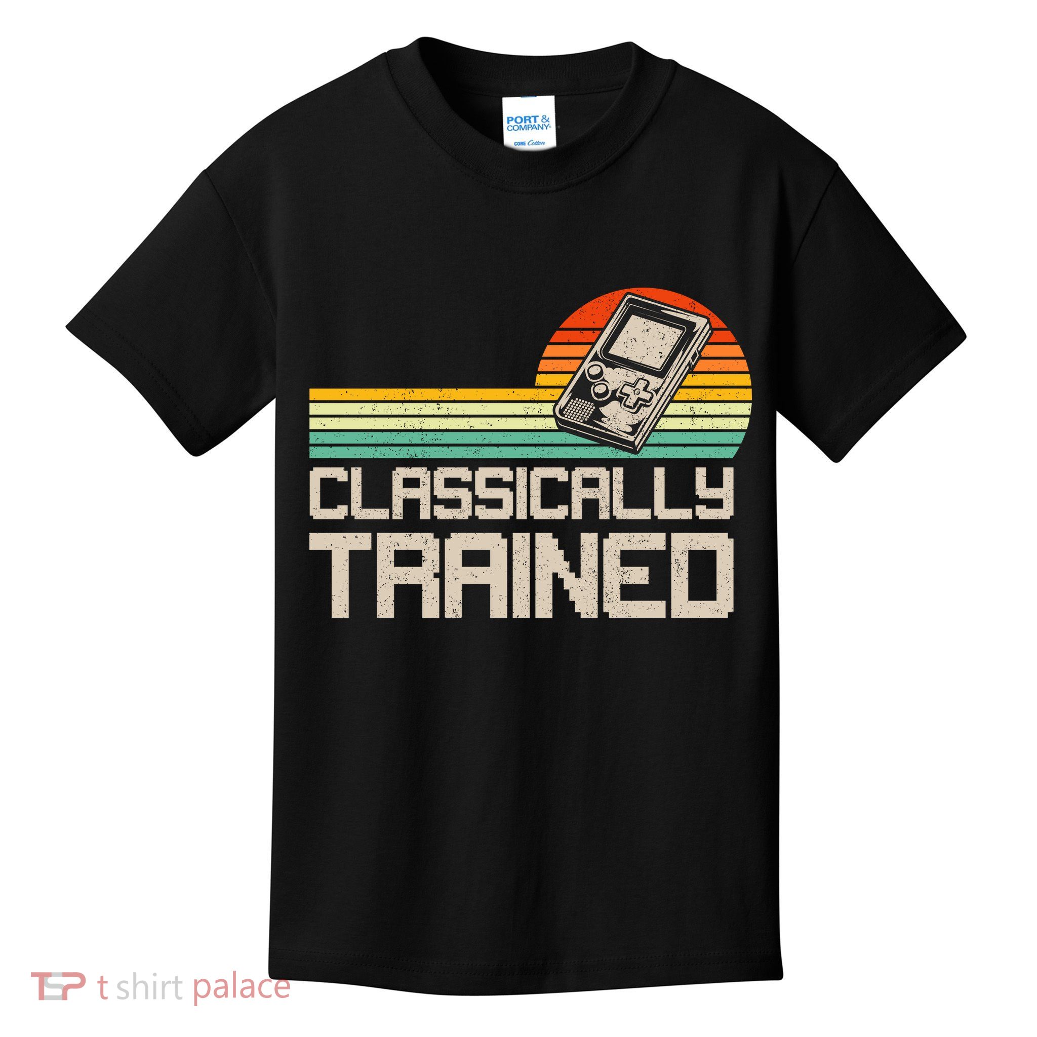 90' Retro Sunset Classically Trained Gaming Design, Game Lover Gift For Men Boys Kids T-Shirt