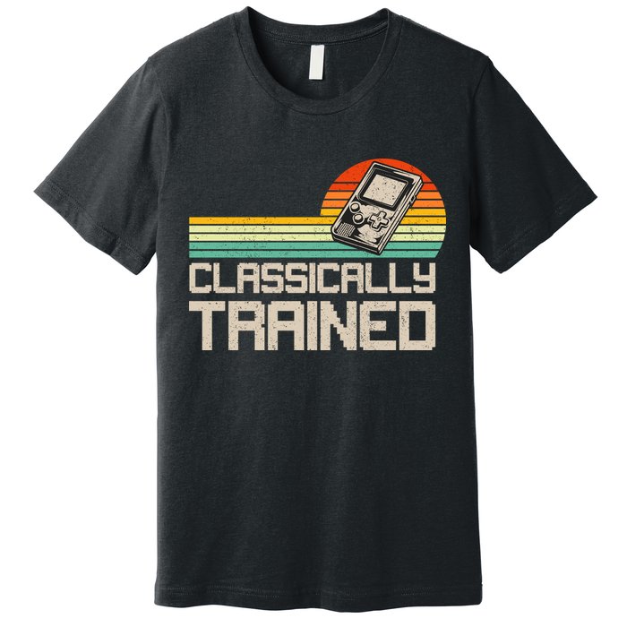 90' Retro Sunset Classically Trained Gaming Design, Game Lover Gift For Men Boys Premium T-Shirt