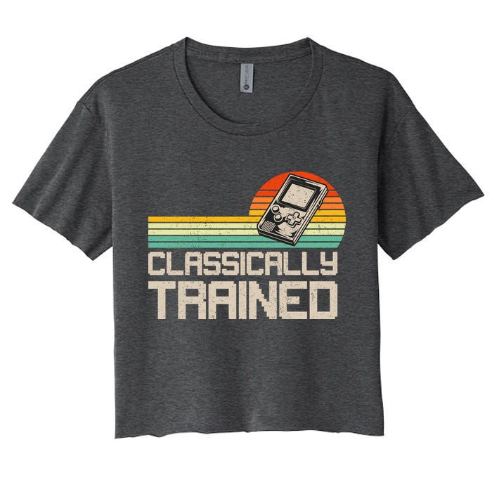 90' Retro Sunset Classically Trained Gaming Design, Game Lover Gift For Men Boys Women's Crop Top Tee