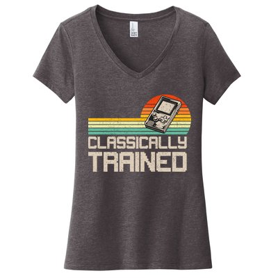 90' Retro Sunset Classically Trained Gaming Design, Game Lover Gift For Men Boys Women's V-Neck T-Shirt