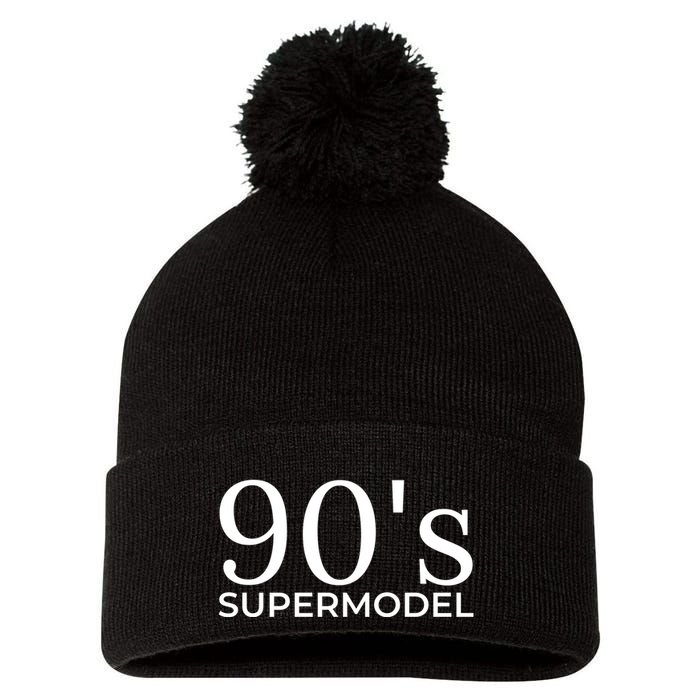 90s Supermodel Pom Pom 12in Knit Beanie
