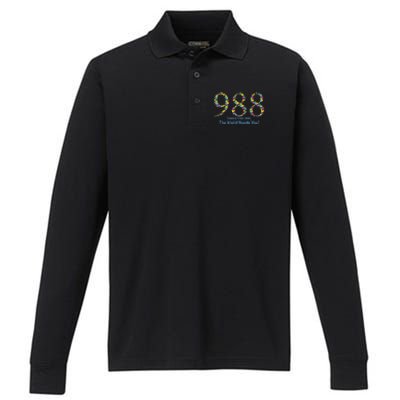 988 Suicide And Crisis Lifeline The World Needs You! Performance Long Sleeve Polo