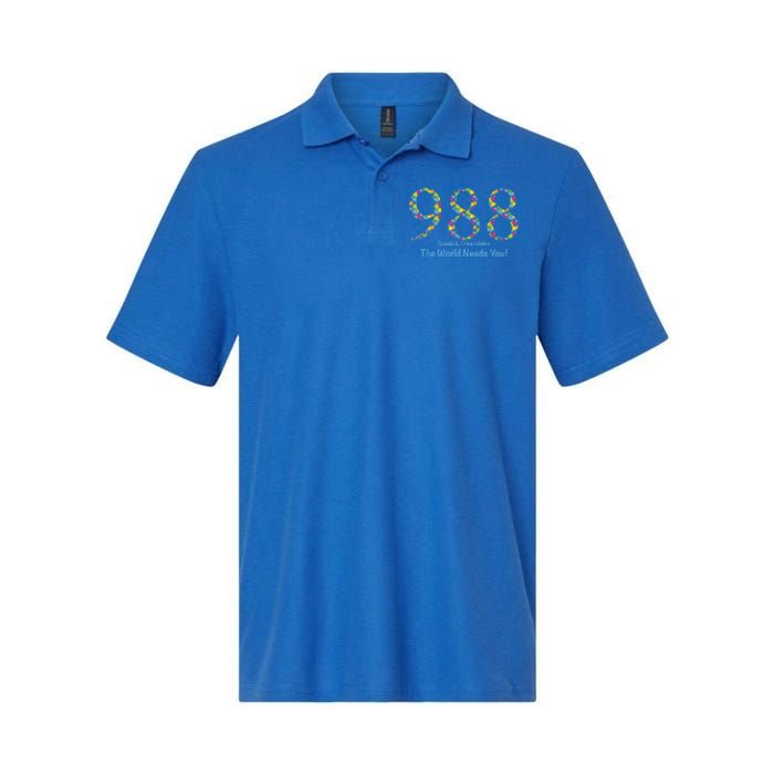 988 Suicide And Crisis Lifeline The World Needs You! Softstyle Adult Sport Polo