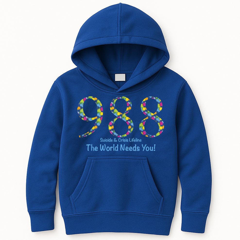 988 Suicide And Crisis Lifeline The World Needs You! Kids Hoodie