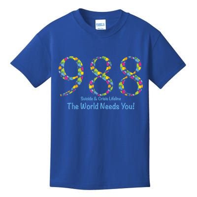 988 Suicide And Crisis Lifeline The World Needs You! Kids T-Shirt