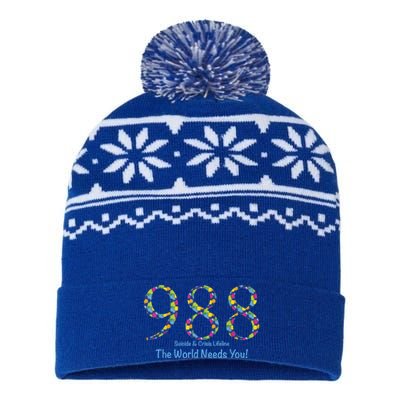 988 Suicide And Crisis Lifeline The World Needs You! USA-Made Snowflake Beanie