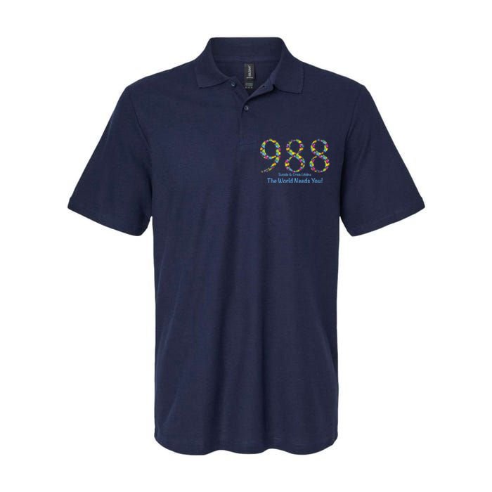 988 Suicide And Crisis Lifeline The World Needs You! Softstyle Adult Sport Polo