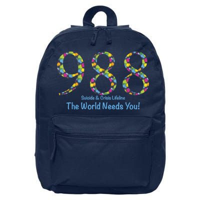 988 Suicide And Crisis Lifeline The World Needs You! 16 in Basic Backpack