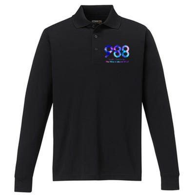 988 Suicide and Crisis Lifeline The World Needs You Performance Long Sleeve Polo