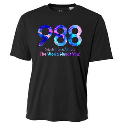 988 Suicide and Crisis Lifeline The World Needs You Cooling Performance Crew T-Shirt