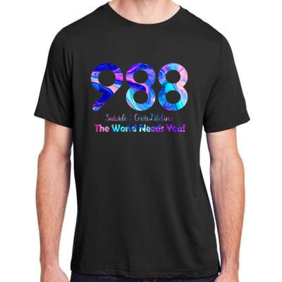 988 Suicide and Crisis Lifeline The World Needs You Adult ChromaSoft Performance T-Shirt