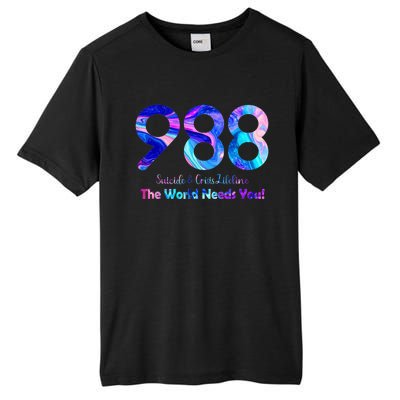 988 Suicide and Crisis Lifeline The World Needs You Tall Fusion ChromaSoft Performance T-Shirt