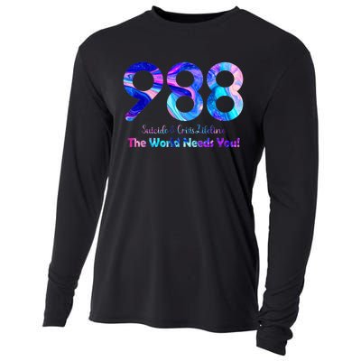 988 Suicide and Crisis Lifeline The World Needs You Cooling Performance Long Sleeve Crew