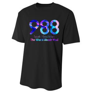 988 Suicide and Crisis Lifeline The World Needs You Performance Sprint T-Shirt