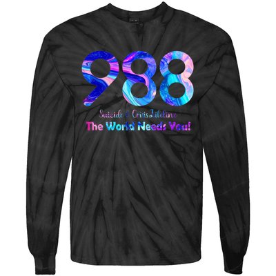 988 Suicide and Crisis Lifeline The World Needs You Tie-Dye Long Sleeve Shirt