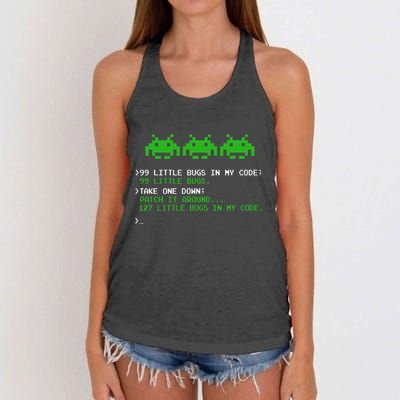 99 Small Bugs In Code Software Engineer Programmer Women's Knotted Racerback Tank