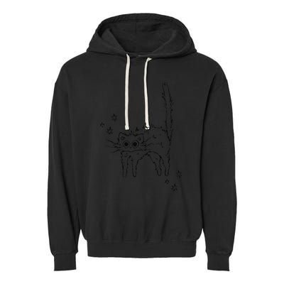 90s Scary Cat Pussycat Tomcat Is Scared Under Starry .Png Garment-Dyed Fleece Hoodie