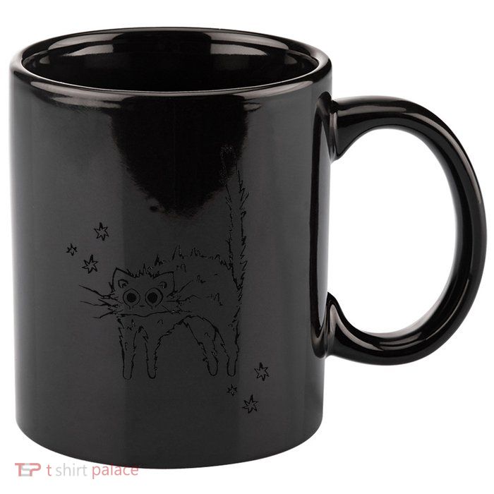 90s Scary Cat Pussycat Tomcat Is Scared Under Starry .Png 11oz C Handle Ceramic Mug
