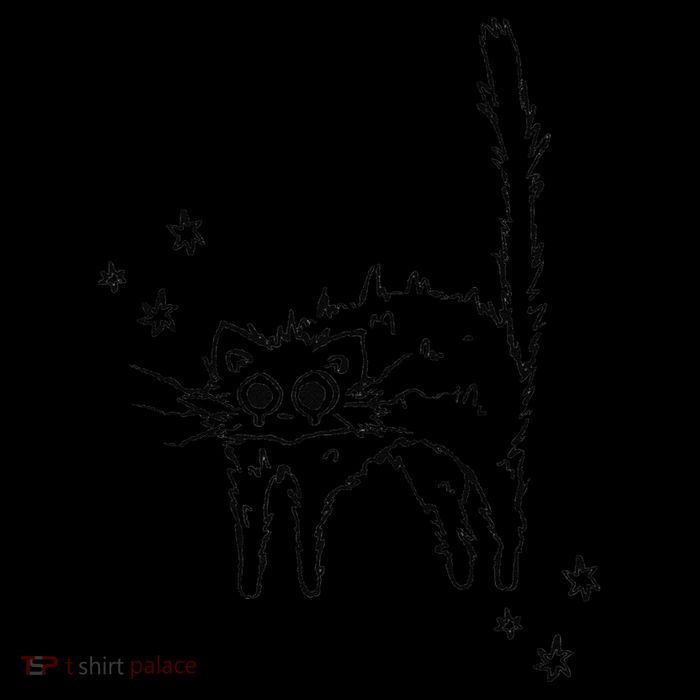 90s Scary Cat Pussycat Tomcat Is Scared Under Starry .Png Poster