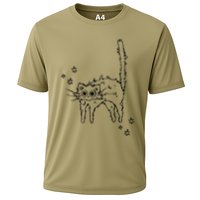 90s Scary Cat Pussycat Tomcat Is Scared Under Starry .Png Cooling Performance Crew T-Shirt