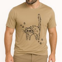 90s Scary Cat Pussycat Tomcat Is Scared Under Starry .Png Cooling Performance Crew T-Shirt