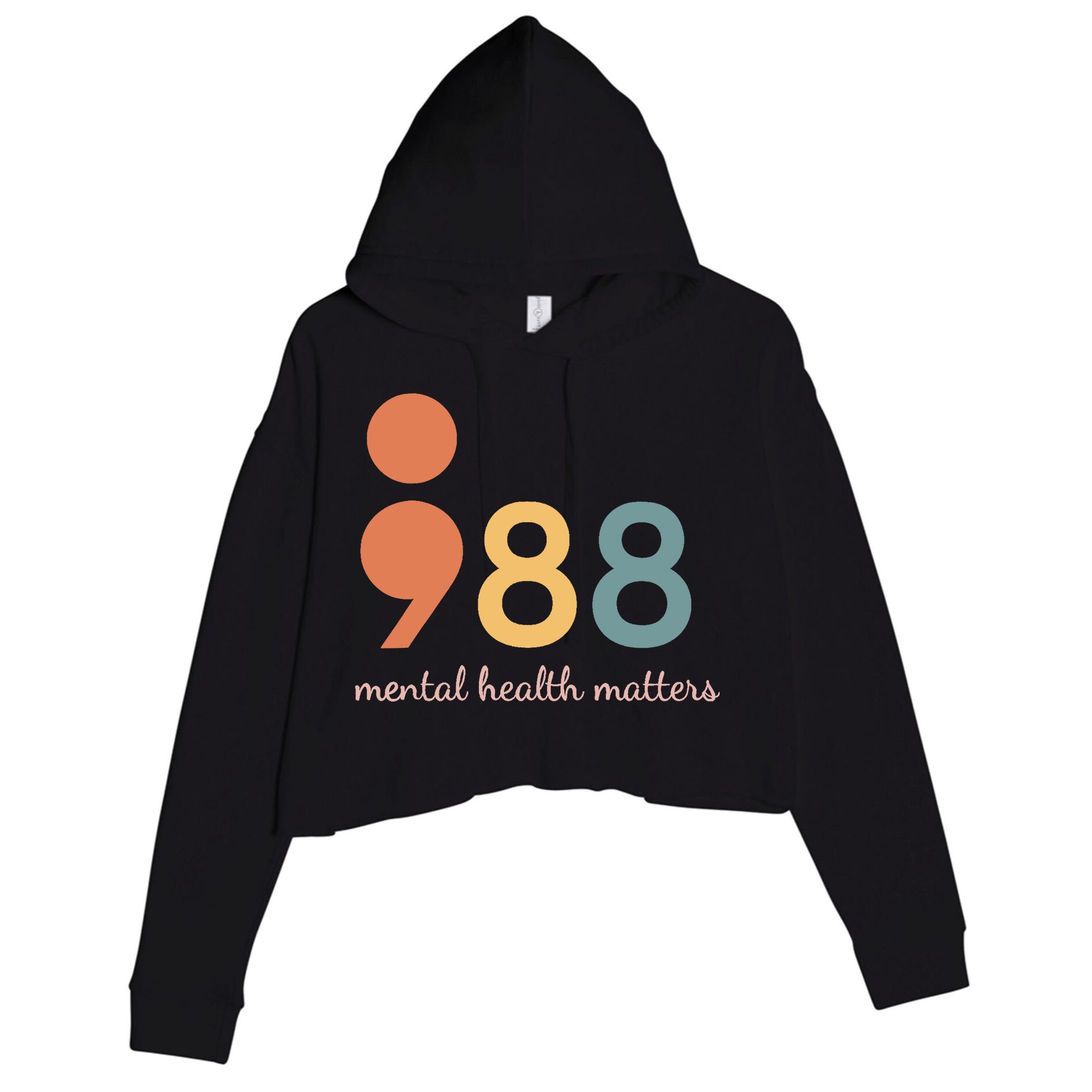 988 Semicolontal Health Matters Suicide Prevention Crop Fleece Hoodie
