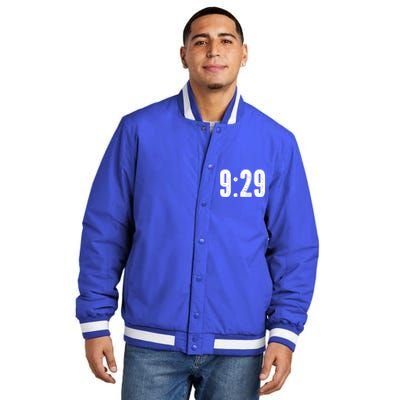 9:29 Social Justice Tribute Gift Insulated Varsity Jacket