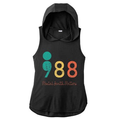 988 Semicolon Mental Health Matters Suicide Prevention Ladies PosiCharge Tri-Blend Wicking Draft Hoodie Tank