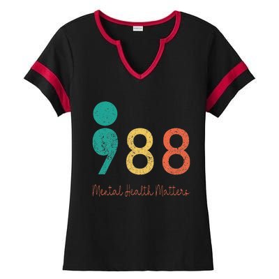 988 Semicolon Mental Health Matters Suicide Prevention Ladies Halftime Notch Neck Tee