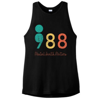 988 Semicolon Mental Health Matters Suicide Prevention Ladies PosiCharge Tri-Blend Wicking Tank