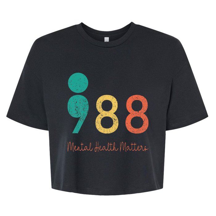 988 Semicolon Mental Health Matters Suicide Prevention Bella+Canvas Jersey Crop Tee