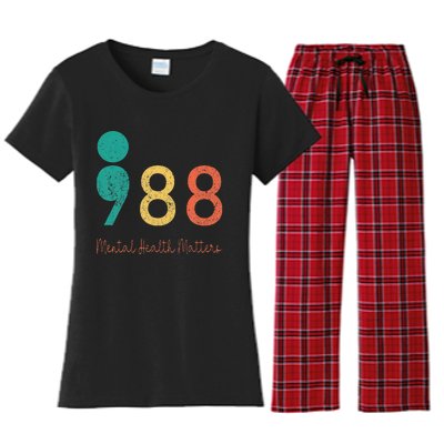 988 Semicolon Mental Health Matters Suicide Prevention Women's Flannel Pajama Set