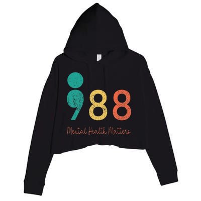 988 Semicolon Mental Health Matters Suicide Prevention Crop Fleece Hoodie