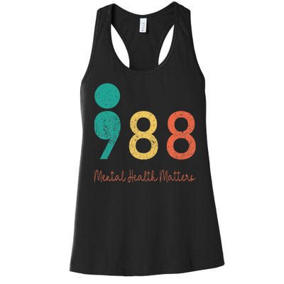 988 Semicolon Mental Health Matters Suicide Prevention Women's Racerback Tank