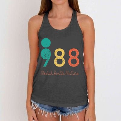 988 Semicolon Mental Health Matters Suicide Prevention Women's Knotted Racerback Tank