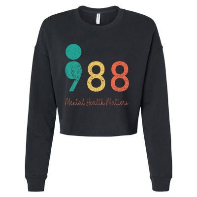 988 Semicolon Mental Health Matters Suicide Prevention Cropped Pullover Crew