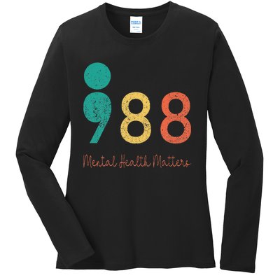 988 Semicolon Mental Health Matters Suicide Prevention Ladies Long Sleeve Shirt