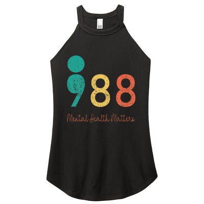 988 Semicolon Mental Health Matters Suicide Prevention Women's Perfect Tri Rocker Tank