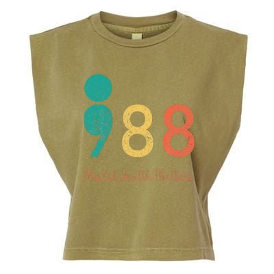 988 Semicolon Mental Health Matters Suicide Prevention Garment-Dyed Women's Muscle Tee