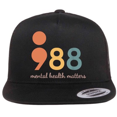 988 Semicolon Mental Health Matters Suicide Prevention Flat Bill Trucker Hat