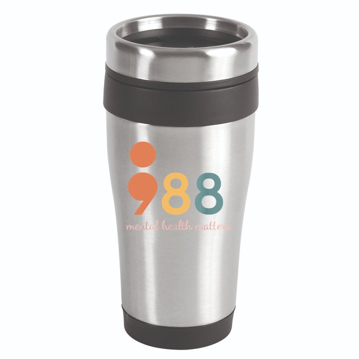 988 Semicolon Mental Health Matters Suicide Prevention 16oz Travel Tumbler