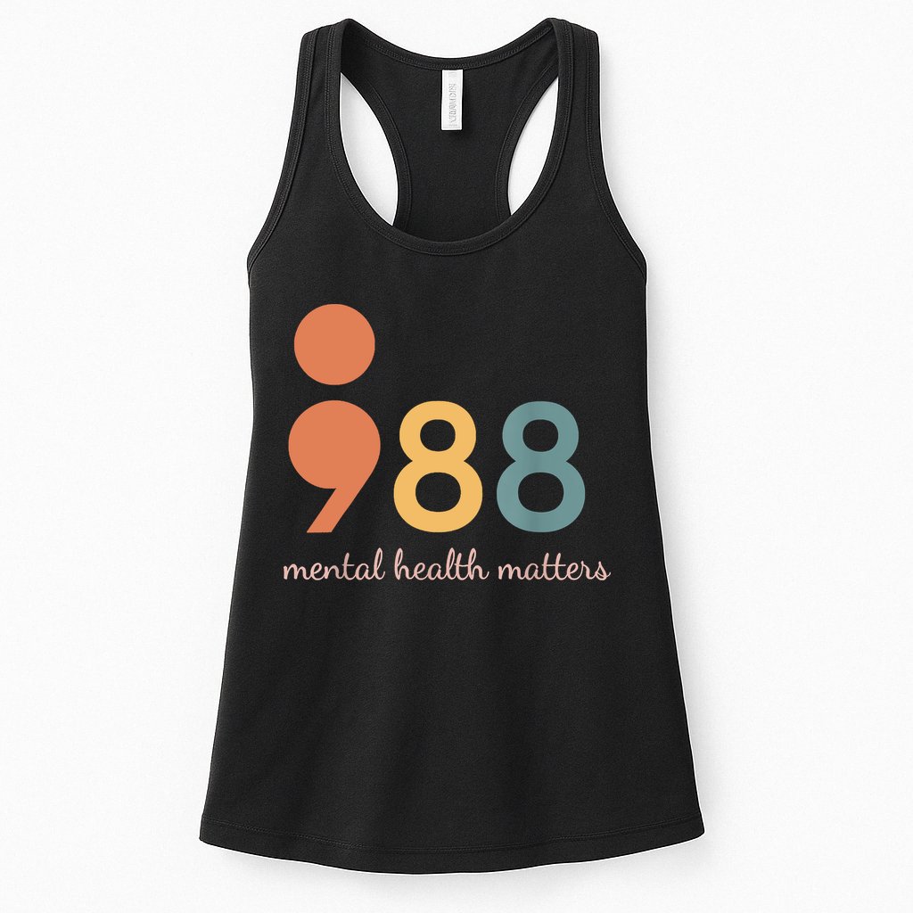 988 Semicolon Mental Health Matters Suicide Prevention Womens Tank Top