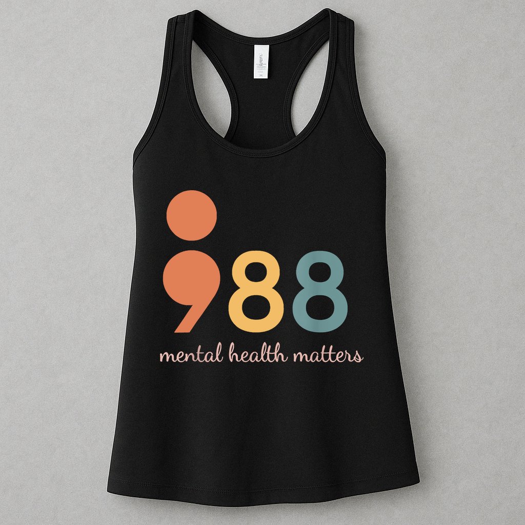 988 Semicolon Mental Health Matters Suicide Prevention Womens Tank Top