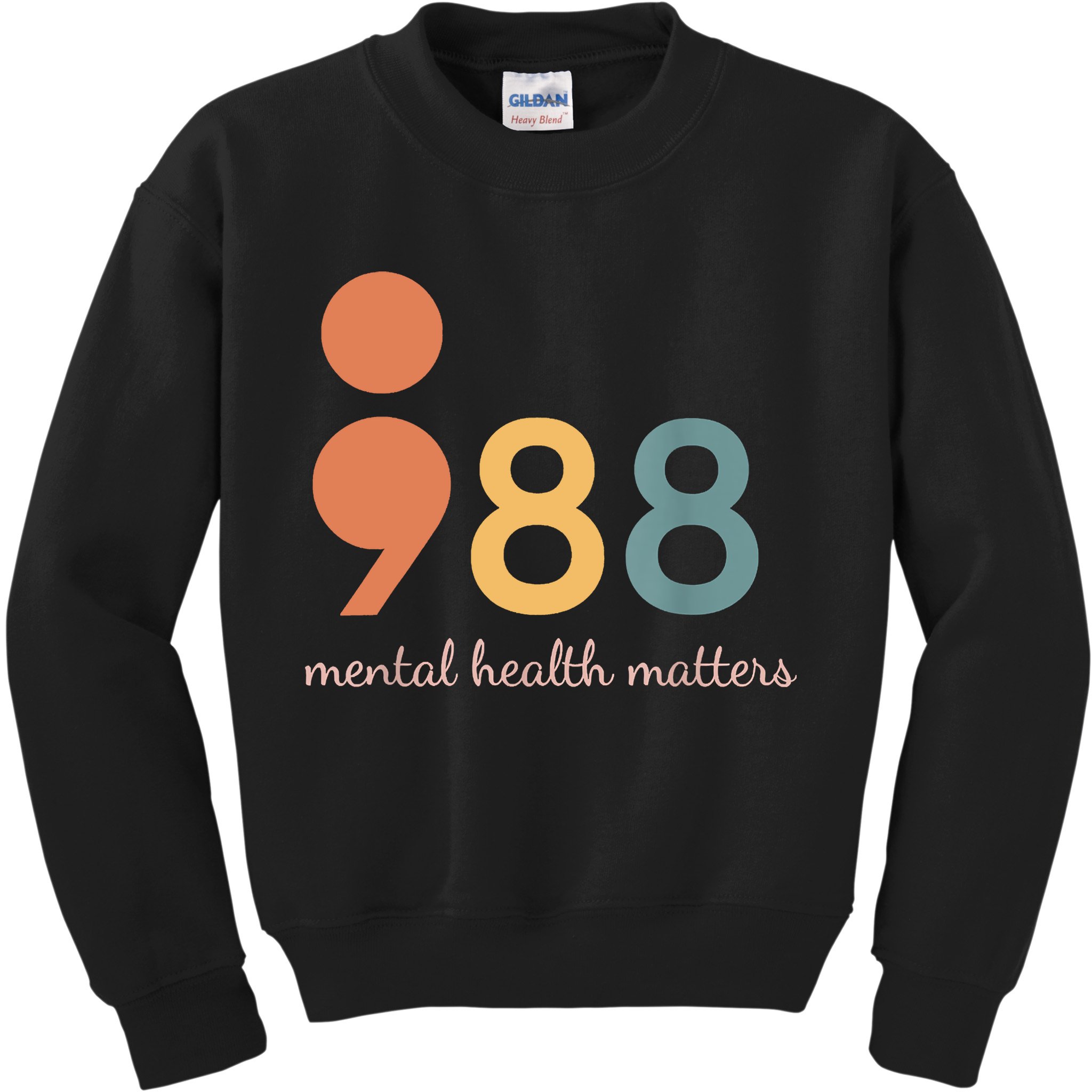 988 Semicolon Mental Health Matters Suicide Prevention Kids Sweatshirt