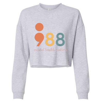 988 Semicolon Mental Health Matters Suicide Prevention Cropped Pullover Crew